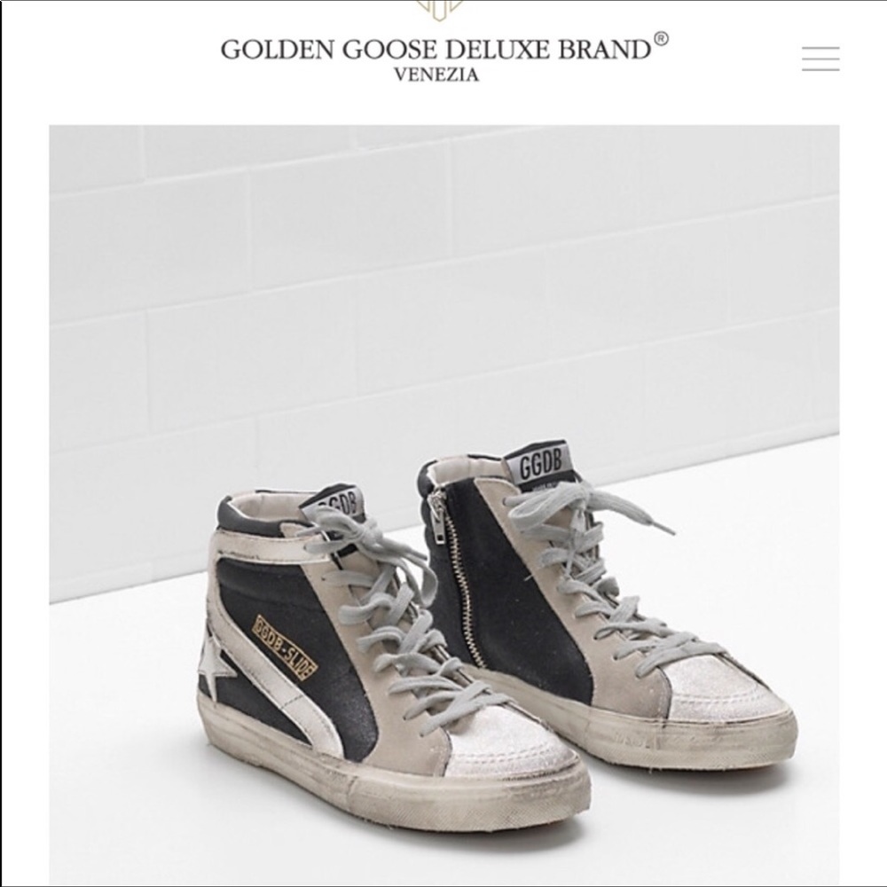 Black and White glitter Slide Golden Goose size 39